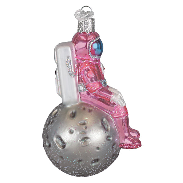 Old World Christmas Pink Astronaut Ornament - hand-blown glass Christmas tree ornament (view 4)