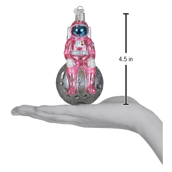 Old World Christmas Pink Astronaut Ornament - hand-blown glass Christmas tree ornament (view 5)