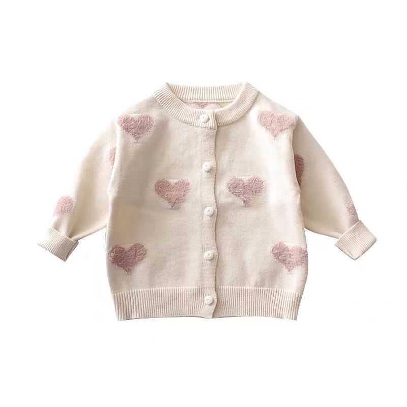Girls Heart Knit Cardigan - Cindi Book