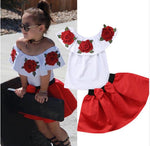 Cotton sleeveless rose print top skirt two-piece suit - Cindi Book