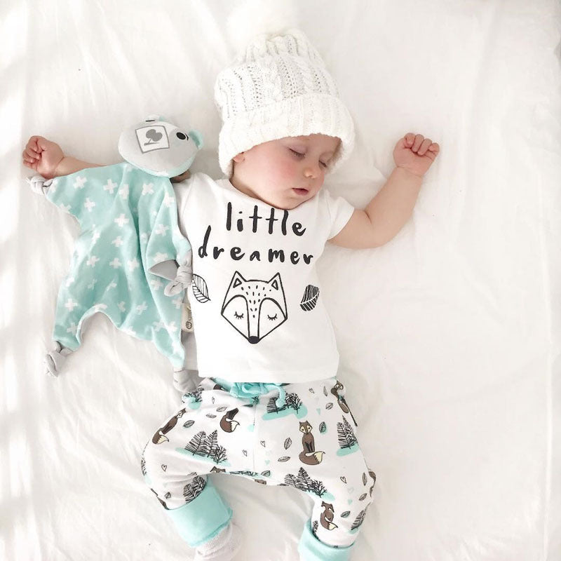 Newborn Baby Clothes Set T-shirt Tops Pants Little Boys and Girls Outfits - Cindi Book