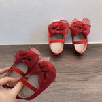 Princess Toddler Soft Bottom Pumps Bow Velcro Small Fabric Shoes - Cindi Book