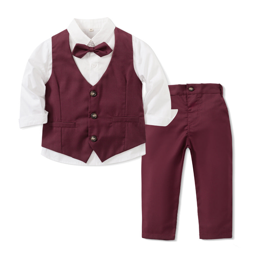Banquet Party Gentleman Bow Tie Vest Dress Boys' Three-piece Suit - Cindi Book