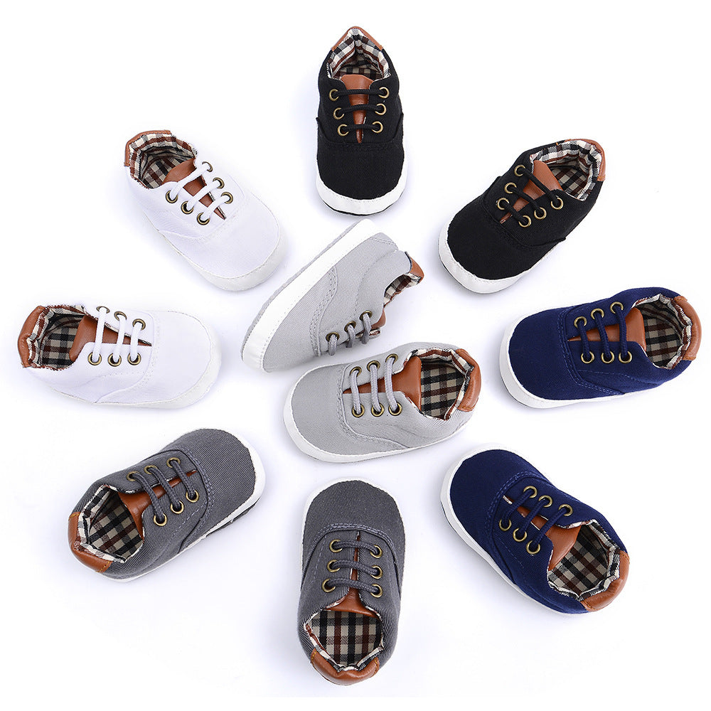 Solid color casual lace soft bottom baby canvas shoes baby shoes toddler shoes - Cindi Book