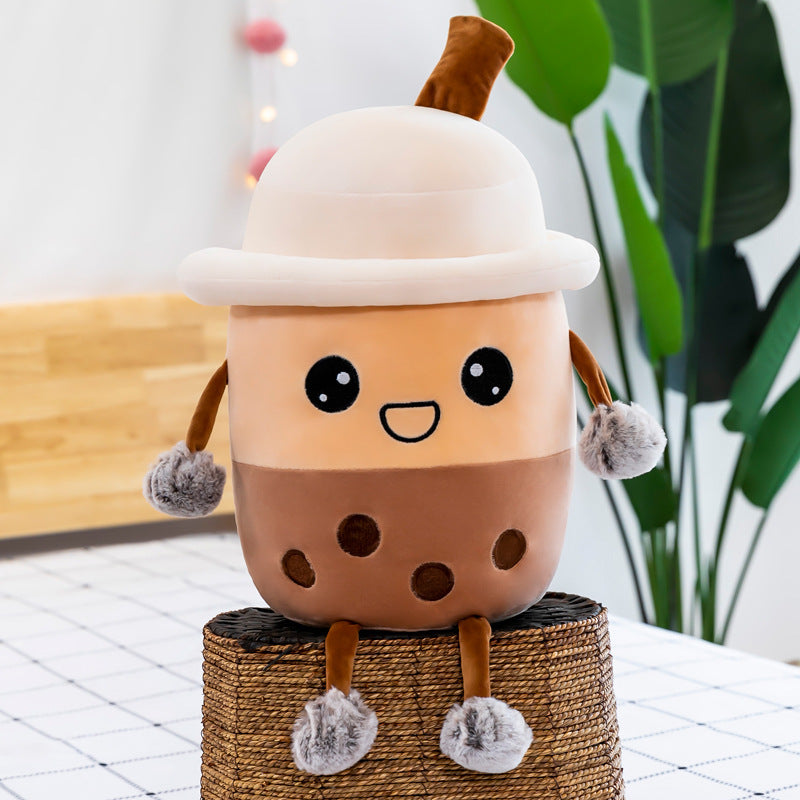Simulation Milk Tea Cup Cute Expression Pillow Plush Toys - Cindi Book