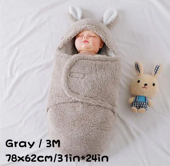 Super Soft Baby Sleeping Bag Fluffy Fleece Newborn Blanket Swaddle Blankets, Unisex Baby Wrap For Newborn Baby Boys Girls With Head-Protecting & Head-Supporting Function, Wearable Swaddle Sleep Sack - Cindi Book