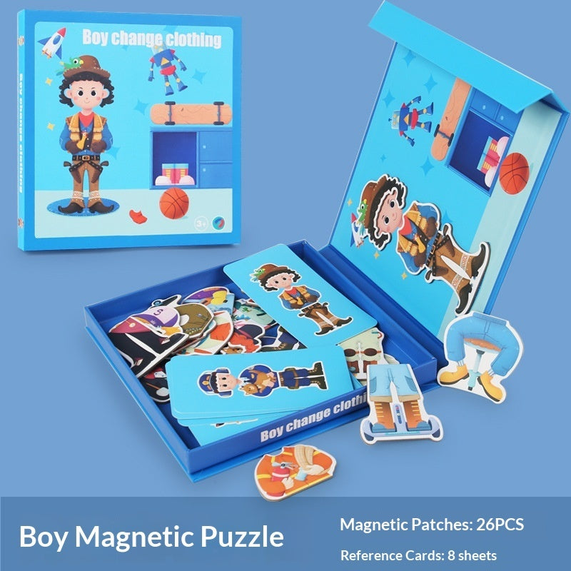 Magnetic Puzzle Featuring Characters In Various Professions And A Princess Dress-up Set - Cindi Book