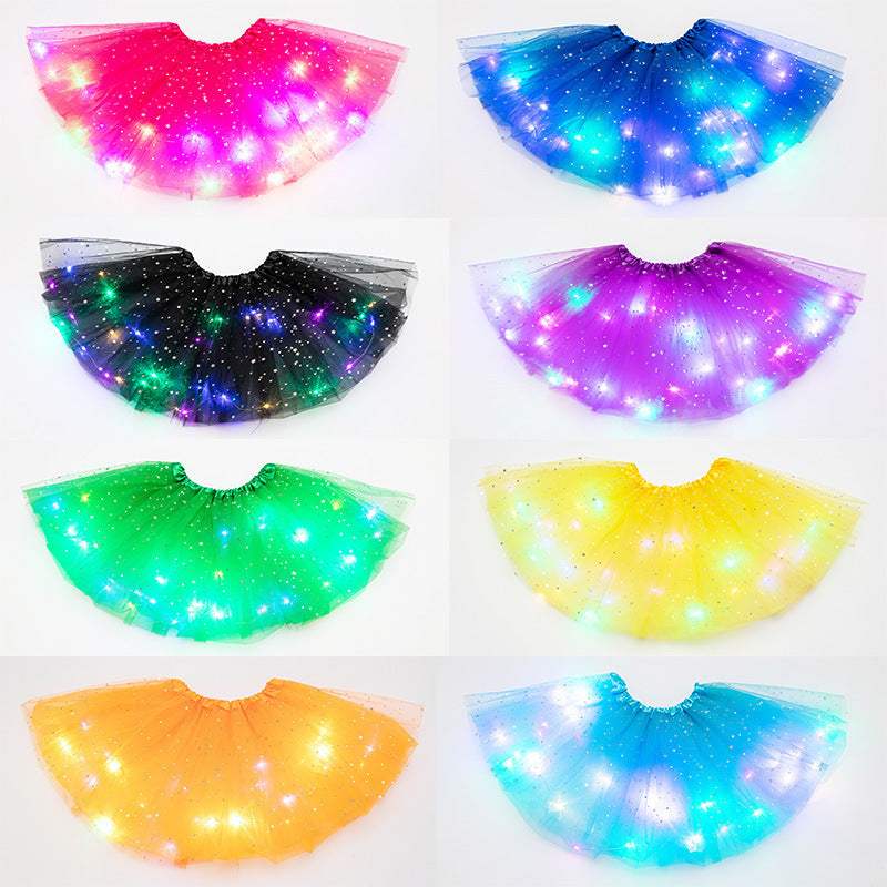 Magical & Luminous  LED Princess Halloween Tutu Skirt Sequins Shiny Skirt - Cindi Book