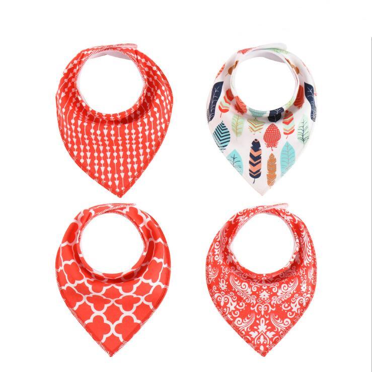 4pcs Lot Bibs Burp Cloth Print Arrow Wave Triangle Baby Bibs Cotton Bandana Accessories - Cindi Book