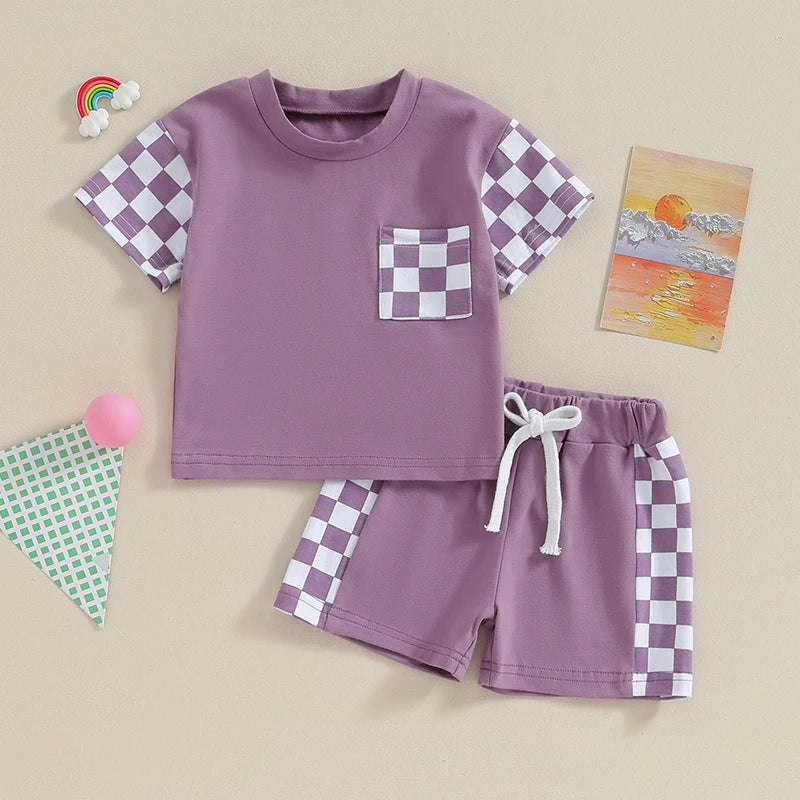 Women's Casual Plaid Pocket Short Sleeve Suit - Cindi Book