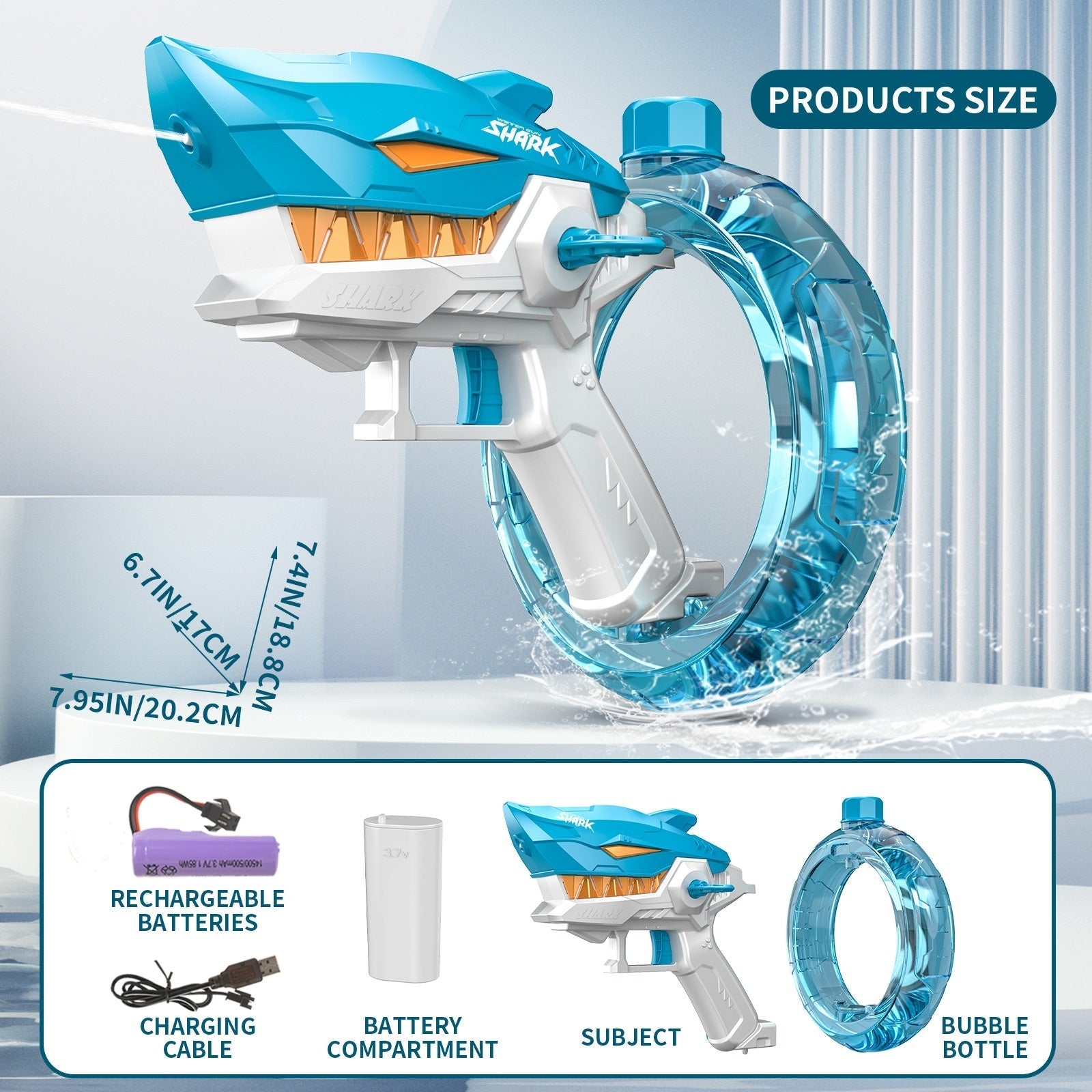 New Shark Electric Water Gun Toys Fully Automatic Continuous Fire Water Gun Large Capacity Beach Summer Children's Water Playing Toys - Cindi Book