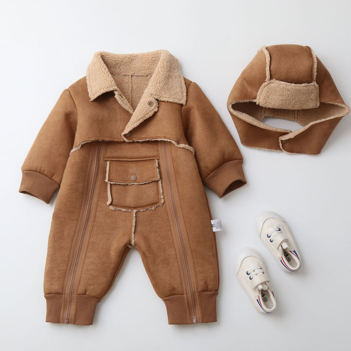 Fur One-piece Hooded Jumpsuit Children's Romper Outwear - Cindi Book