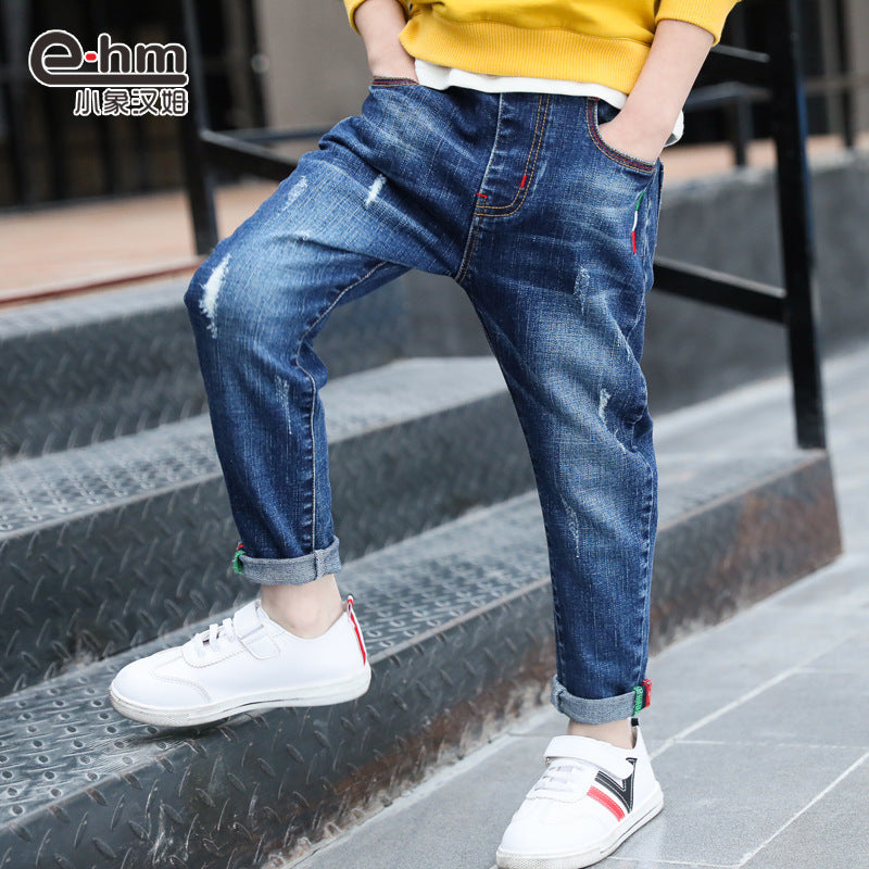 Boys' denim trousers, new style, big children's trousers, spring and autumn children's trousers - Cindi Book
