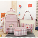 Large Capacity High School Plaid Three-piece Set Junior High School Student Elementary School Studebt Backpack - Cindi Book