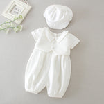 Boy's White Full Moon Full Year Wine Suit With Hat Dress Two-piece Set - Cindi Book