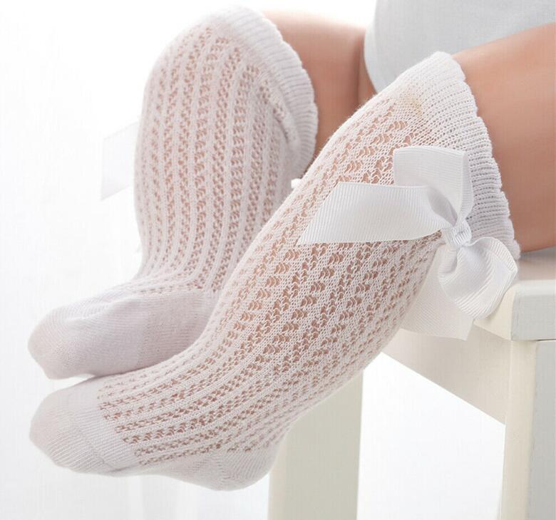 Baby Infants Kids Toddlers Girls Boys Knee High Socks Tights Leg Warmer Ribbon Bow Solid Cotton Stretch Cute Lovely - Cindi Book