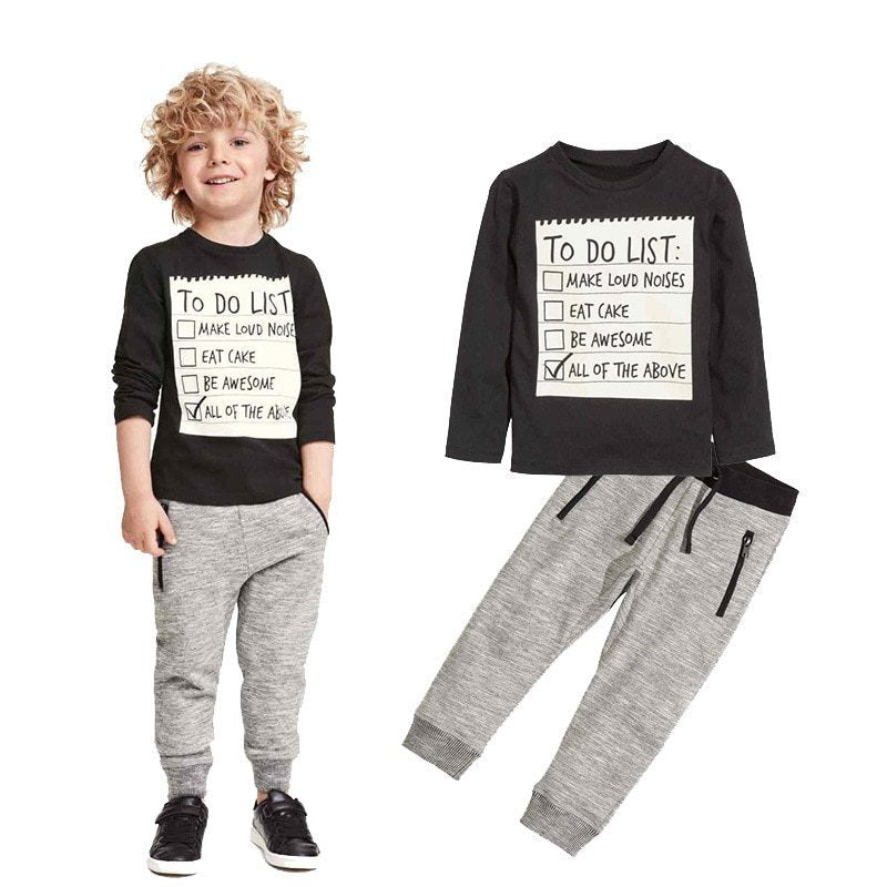 Kids Boys Clothing Set Baby Boy Casual Clothes Spring Autumn Ccotton Long Sleeves T-shirt Pants 2pcs Suit For 3-7 Years - Cindi Book