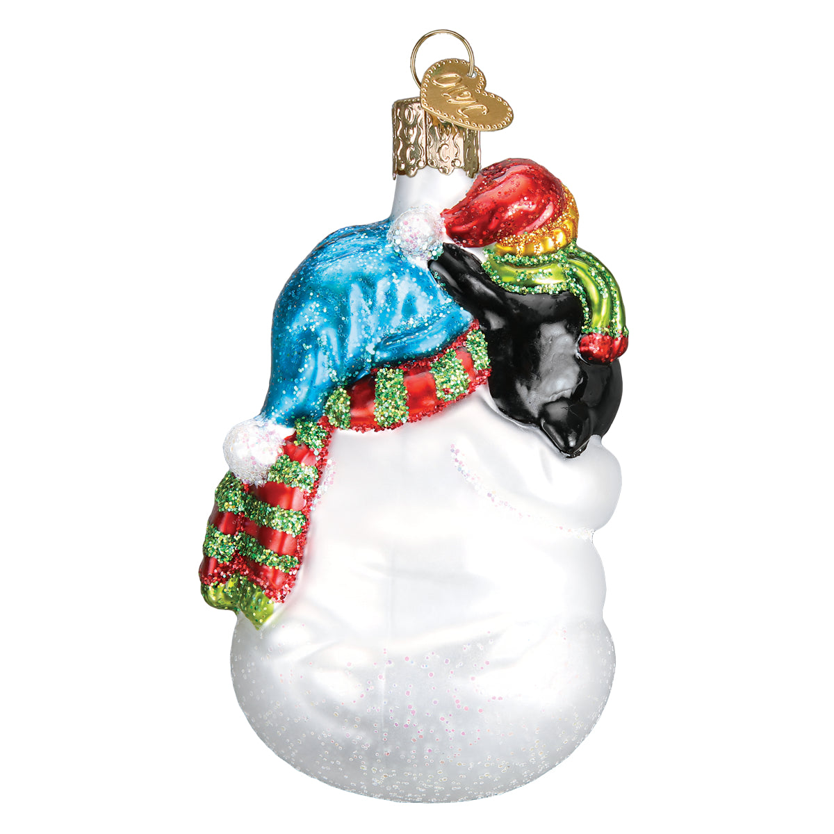 Old World Christmas Snowman With Penguin Pal - hand-blown glass Christmas tree ornament (view 4)