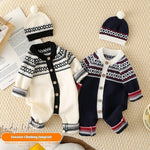 Western Style Striped Knitted Clothing Male And Female Baby One-piece Outing - Cindi Book