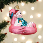 Old World Christmas Pool Float Snowman Ornament - hand-blown glass Christmas tree ornament