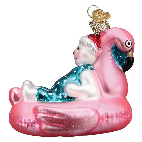 Old World Christmas Pool Float Snowman Ornament - hand-blown glass Christmas tree ornament (view 4)