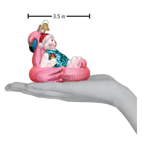 Old World Christmas Pool Float Snowman Ornament - hand-blown glass Christmas tree ornament (view 6)