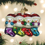 Old World Christmas Snow Family Of 4 Ornament - hand-blown glass Christmas tree ornament