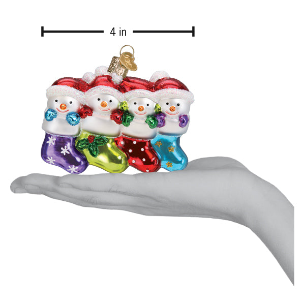 Old World Christmas Snow Family Of 4 Ornament - hand-blown glass Christmas tree ornament (view 6)