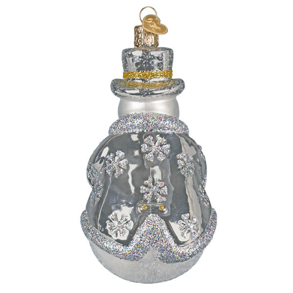 Old World Christmas Sterling Snowman Ornament - hand-blown glass Christmas tree ornament (view 3)