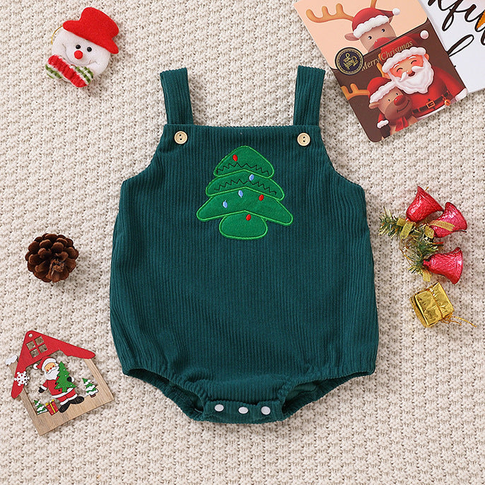 Santa Claus Christmas Tree Girls' Christmas Triangle Rompers - Cindi Book