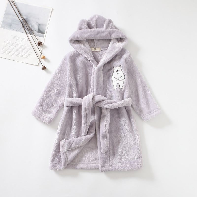 Flannel Bathrobe Boys' Home Wear With Hood - Cindi Book