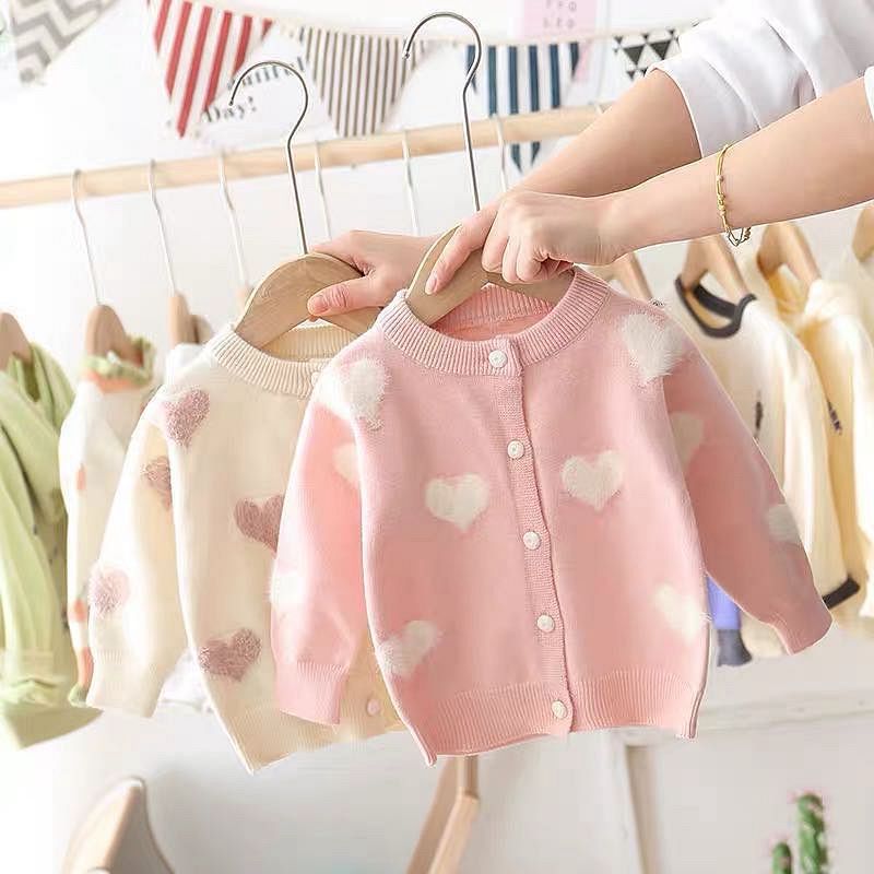 Girls Heart Knit Cardigan - Cindi Book
