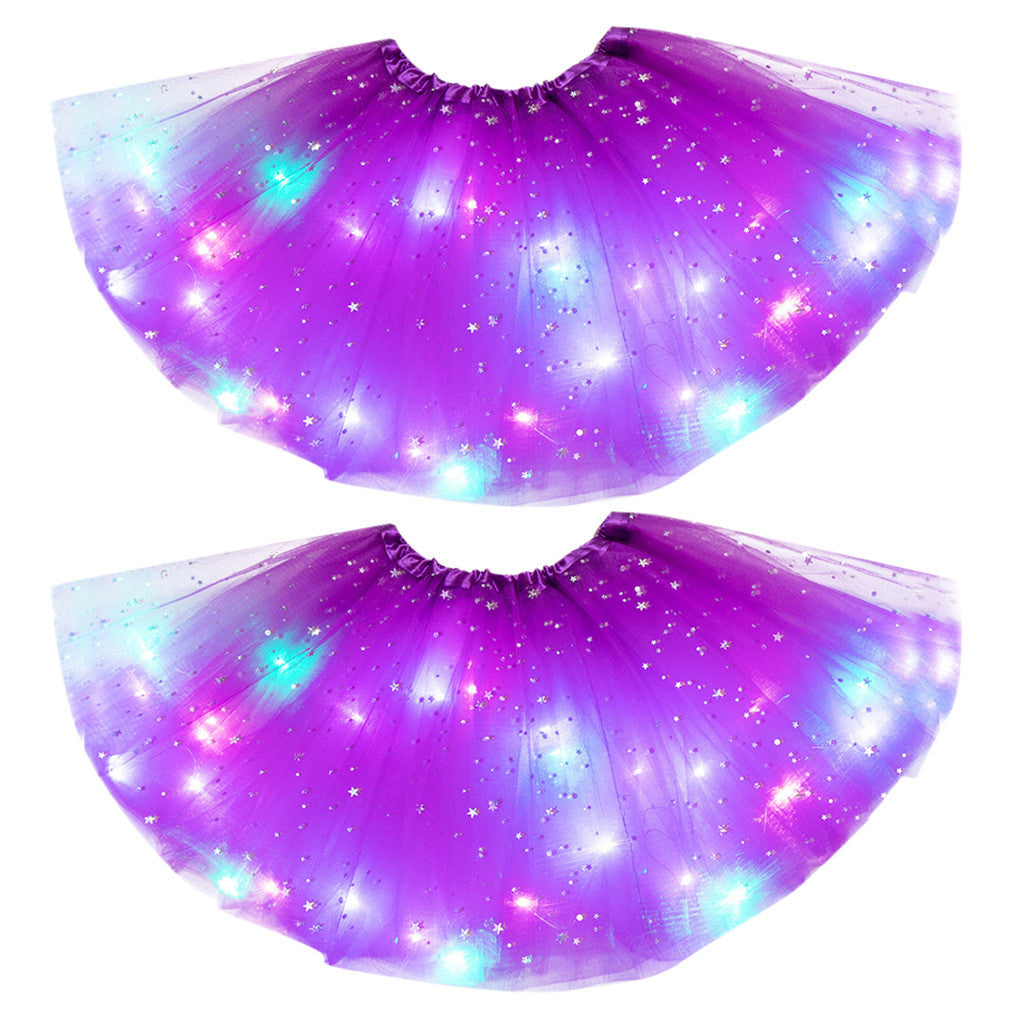 Magical & Luminous  LED Princess Halloween Tutu Skirt Sequins Shiny Skirt - Cindi Book