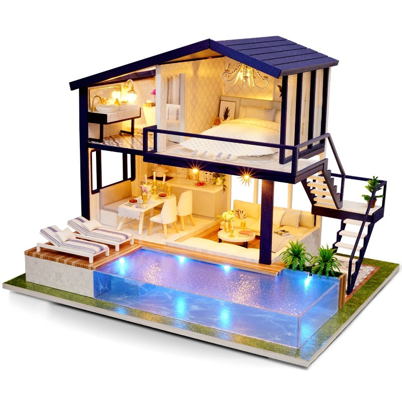 Doll House Wooden Furniture Diy House Miniature Box Puzzle Assemble 3D Miniaturas Dollhouse Kits Toys For Children Birthday Gift - Cindi Book
