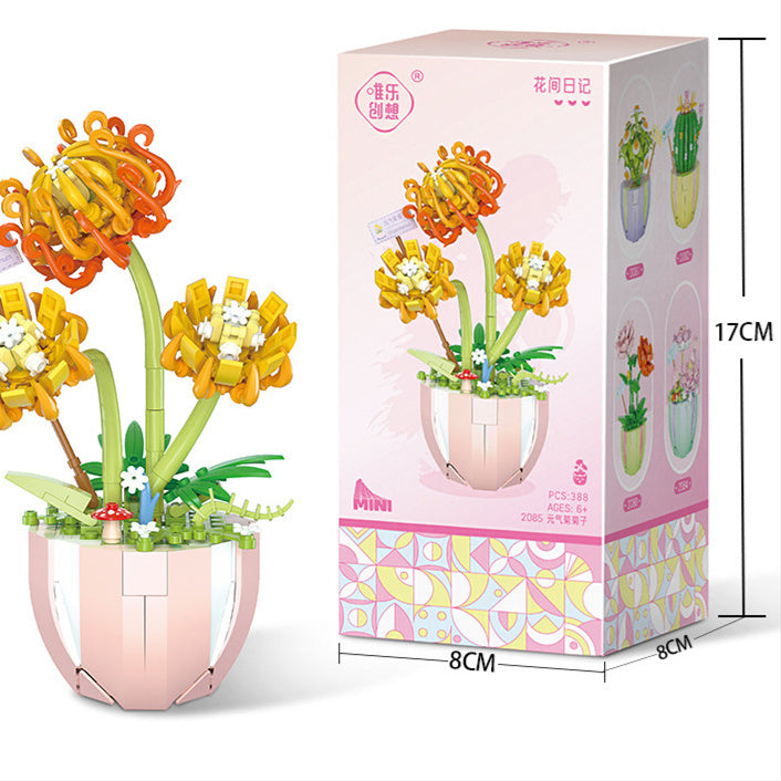 Building Block Puzzle Toy Eternal Flower Potted Mini Succulent Potted Plant - Cindi Book