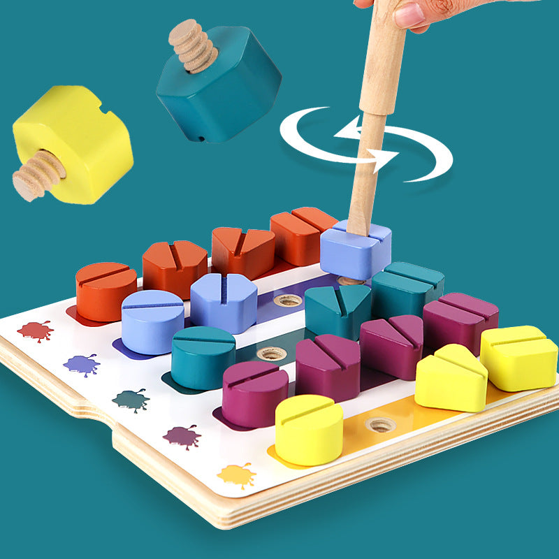 Kindergarten Screw-and-nut Shape Matching Color Puzzle Building Blocks - Cindi Book