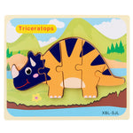 Baby Wooden Cartoon Dinosaur 3D Puzzle Jigsaw for Kids Montessori Early Learning Educational Puzzle Toys - Cindi Book