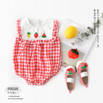 Baby plaid lace sleeves baby triangle romper baby kite clothes - Cindi Book
