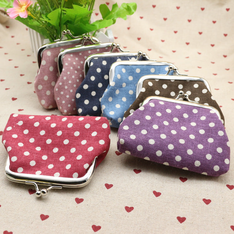 Linen dots zero purse cloth coin bag children wallet creative Taobao small gift wholesale - Cindi Book