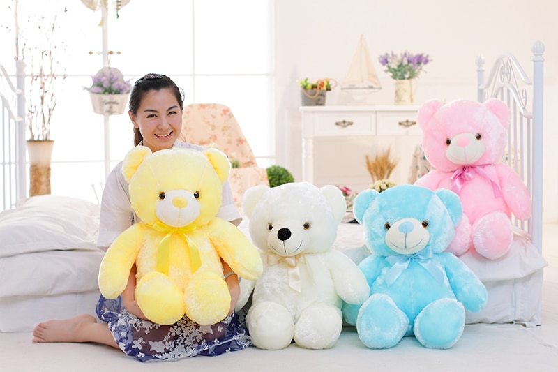 Creative Light Up LED Teddy Bear Stuffed Animals Plush Toy Colorful Glowing Christmas Gift For Kids Pillow - Cindi Book