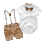Summer Baby Boy Gentleman Suit Baby Romper Suspender Pants Two-piece British Style Handsome Dress - Cindi Book