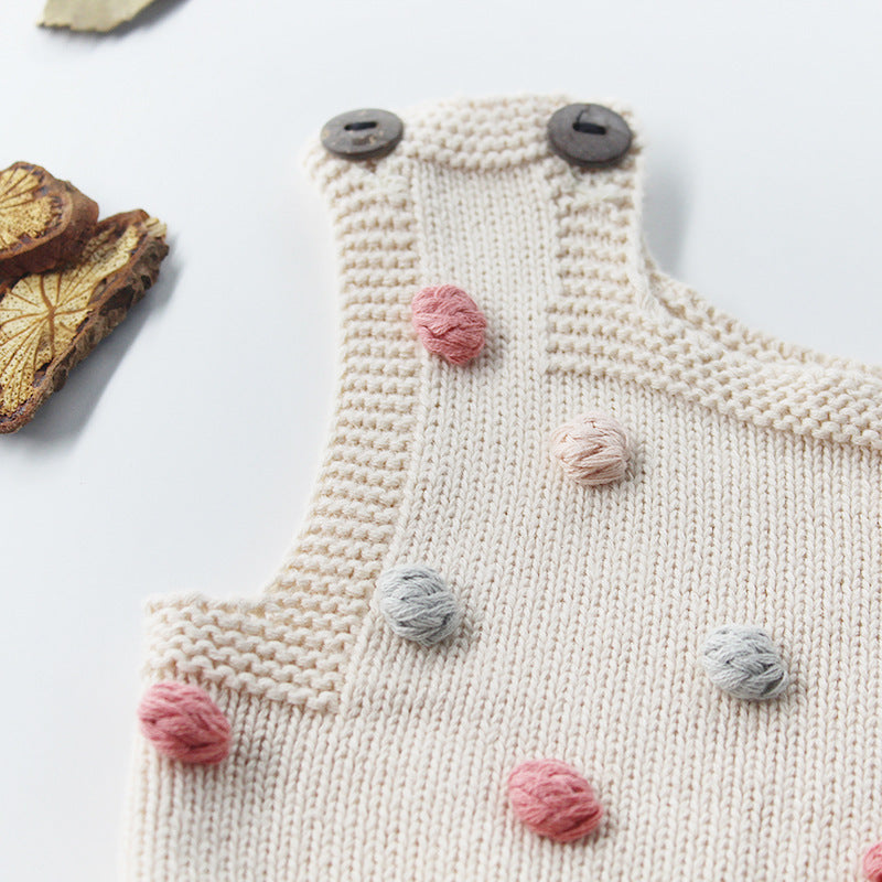 Handmade colorful hair ball baby romper romper - Cindi Book