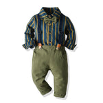 Boys' Cotton Long Sleeved Shirt And Overalls Set - Cindi Book