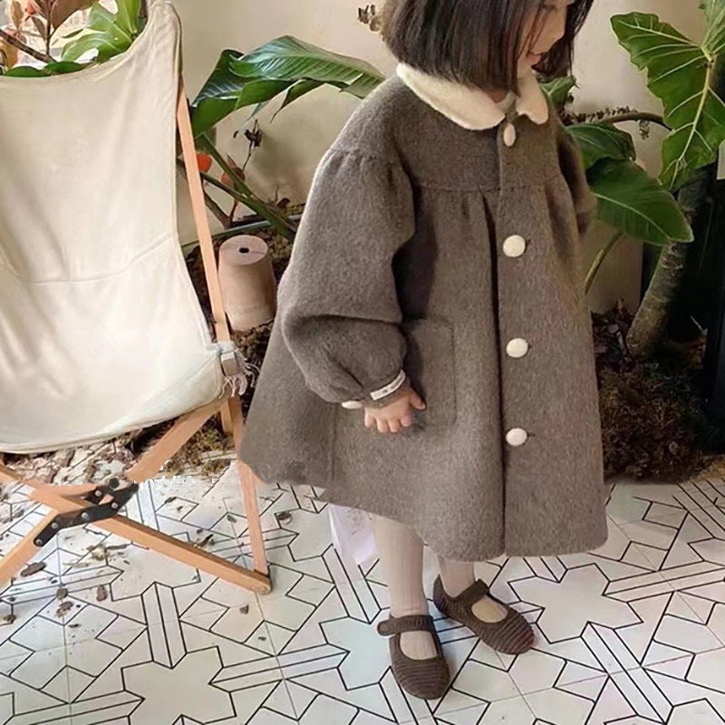 Doll Collar Mid-length Girls' Woolen Winter Winter New Coat - Cindi Book