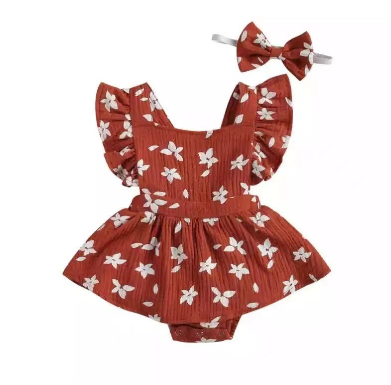 Baby Harness Print Dress Crawling Clothes - Cindi Book