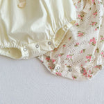 Small Floral Bow Baby Girl Bubble Sleeve Harness Crawl Clothes - Cindi Book