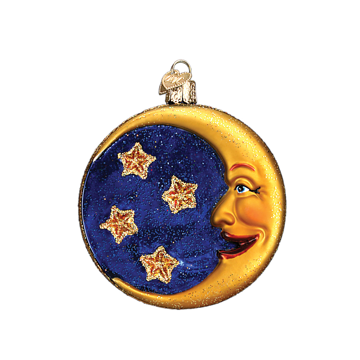 Old World Christmas Owl In Moon Ornament - hand-blown glass Christmas tree ornament (view 4)