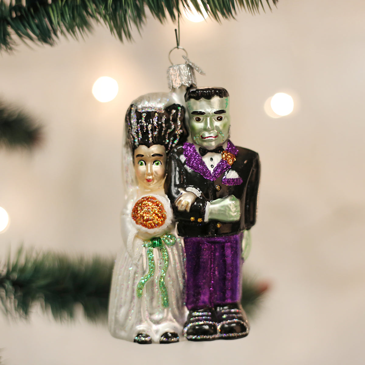Old World Christmas Frankenstein & Bride - hand-blown glass Christmas tree ornament