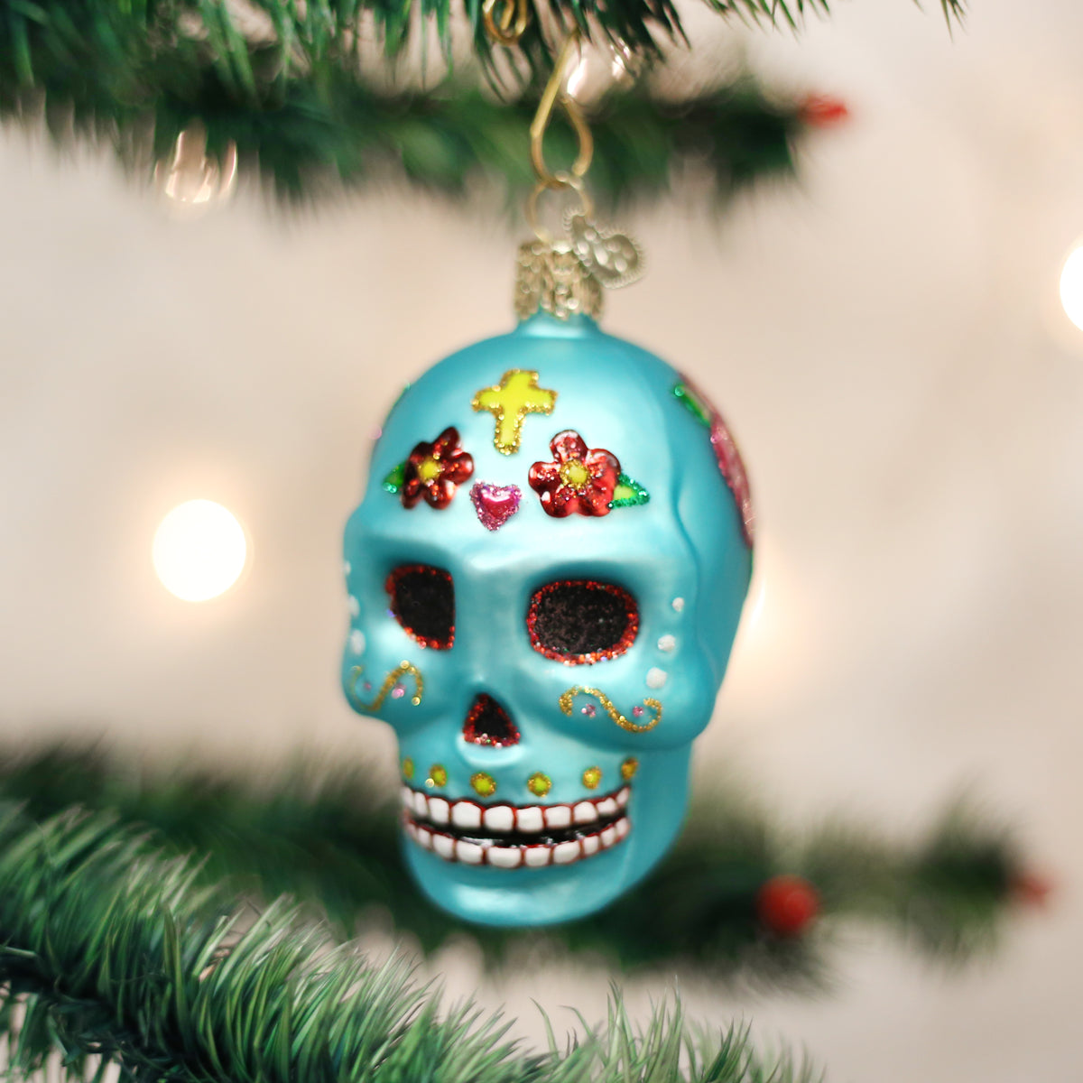 Old World Christmas Day Of The Dead Ornament - hand-blown glass Christmas tree ornament