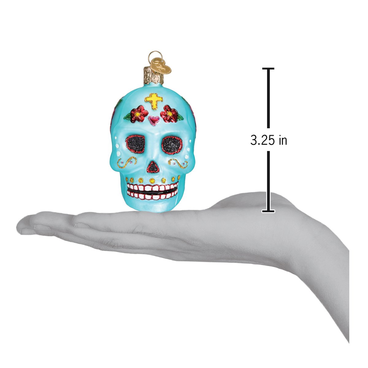 Old World Christmas Day Of The Dead Ornament - hand-blown glass Christmas tree ornament (view 6)